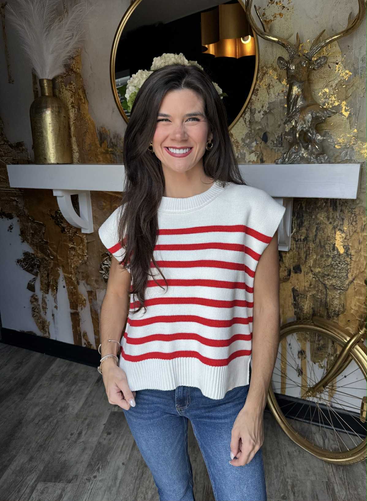 Ruby Oversized Crew Neck Stripe Sweater Vest