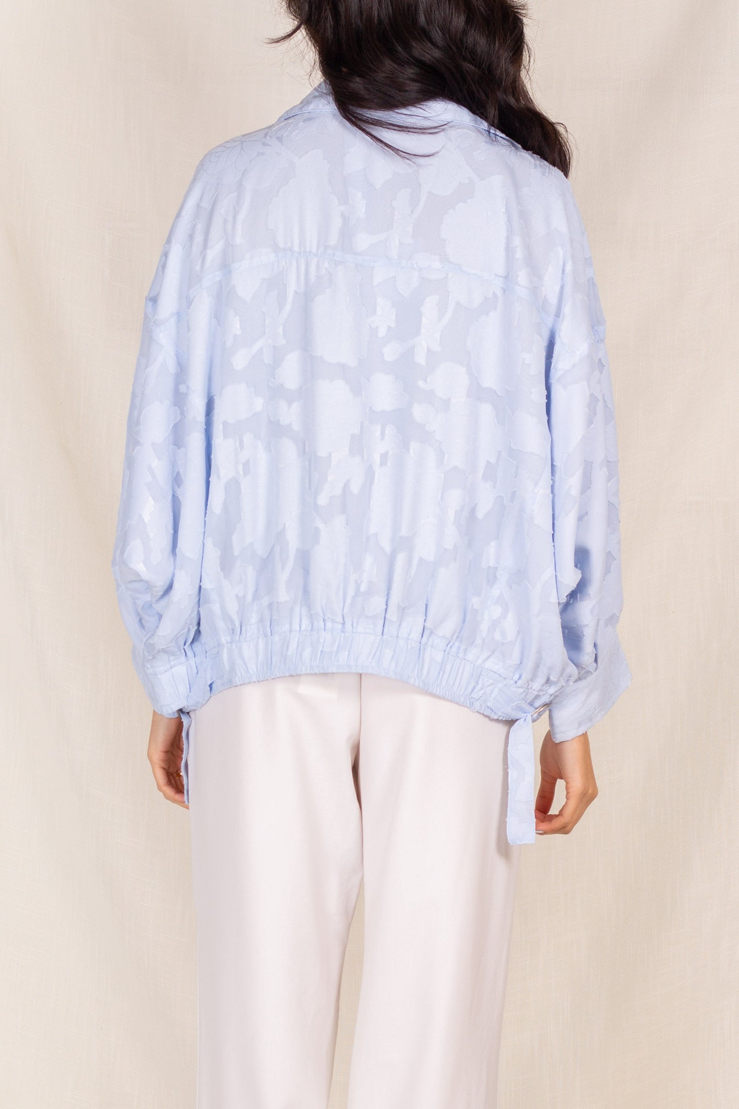 Light Blue Textured Patterned Lightweight Jacket