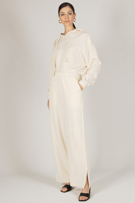 P. CILL Butter Modal Wide Leg Pants w/Bottom Slits