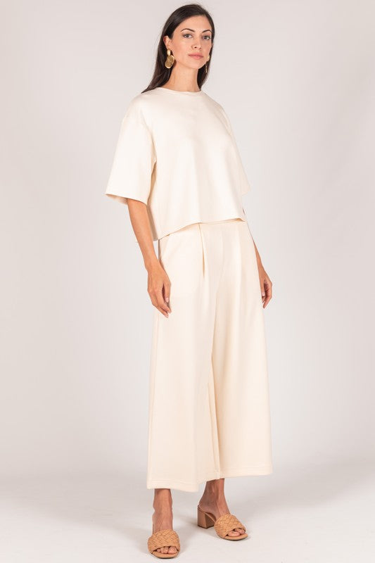 P. CILL Butter Modal Wide Leg Culotte Pants