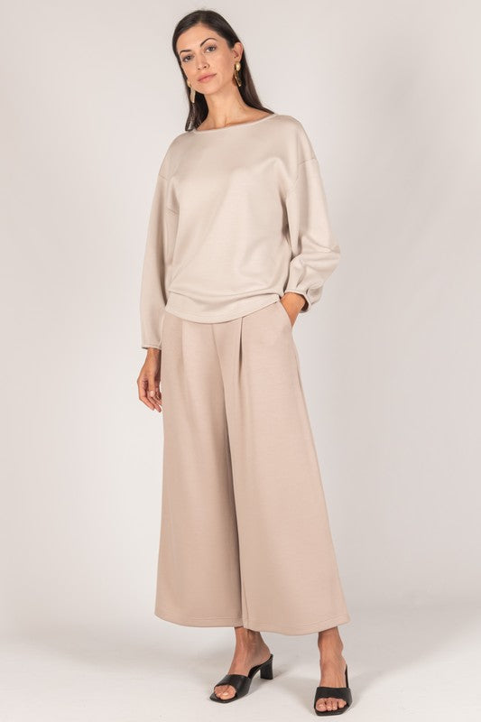 P. CILL Butter Modal Wide Leg Culotte Pants
