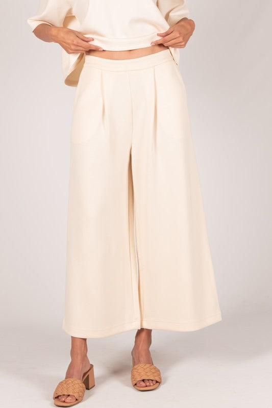 P. CILL Butter Modal Wide Leg Culotte Pants