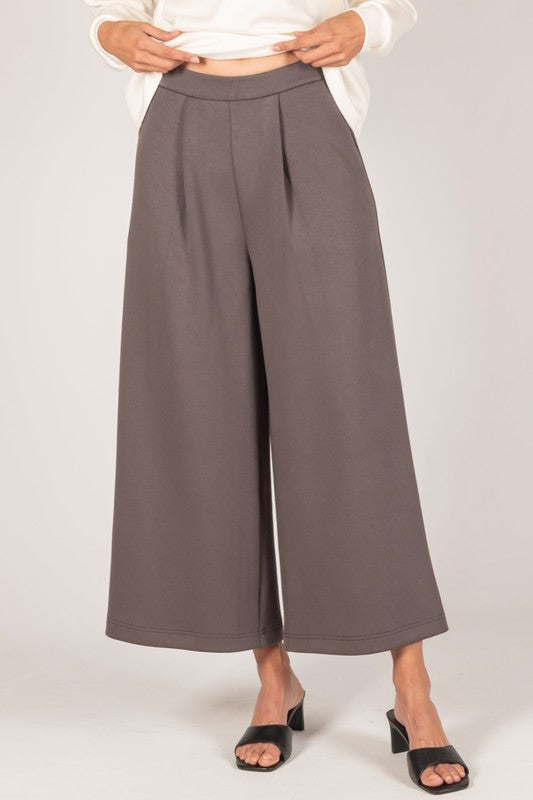P. CILL Butter Modal Wide Leg Culotte Pants