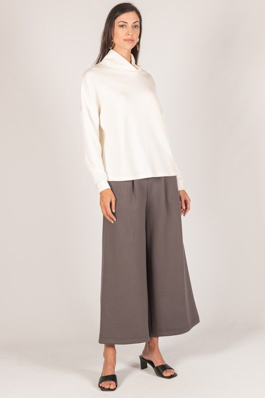 P. CILL Butter Modal Wide Leg Culotte Pants