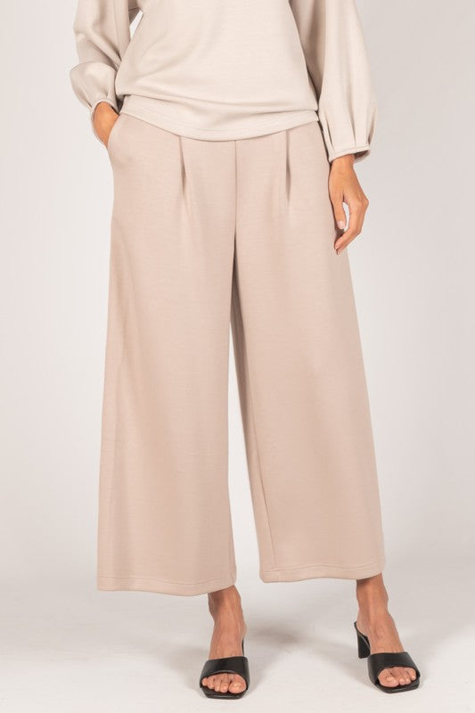 P. CILL Butter Modal Wide Leg Culotte Pants