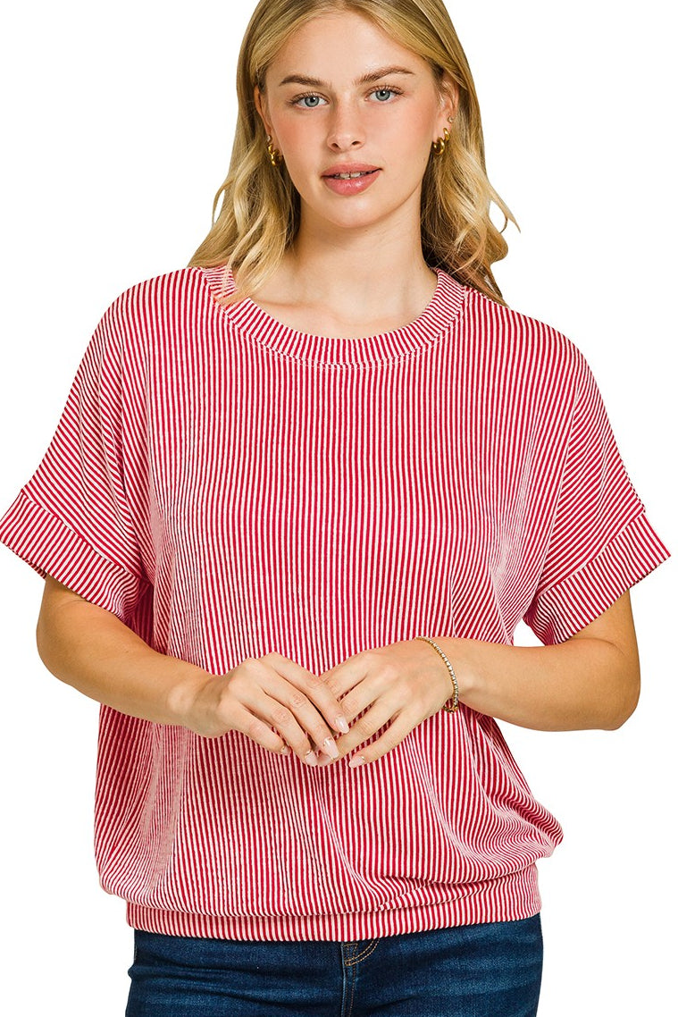 Ruby Corded Rib Short Sleeve Top