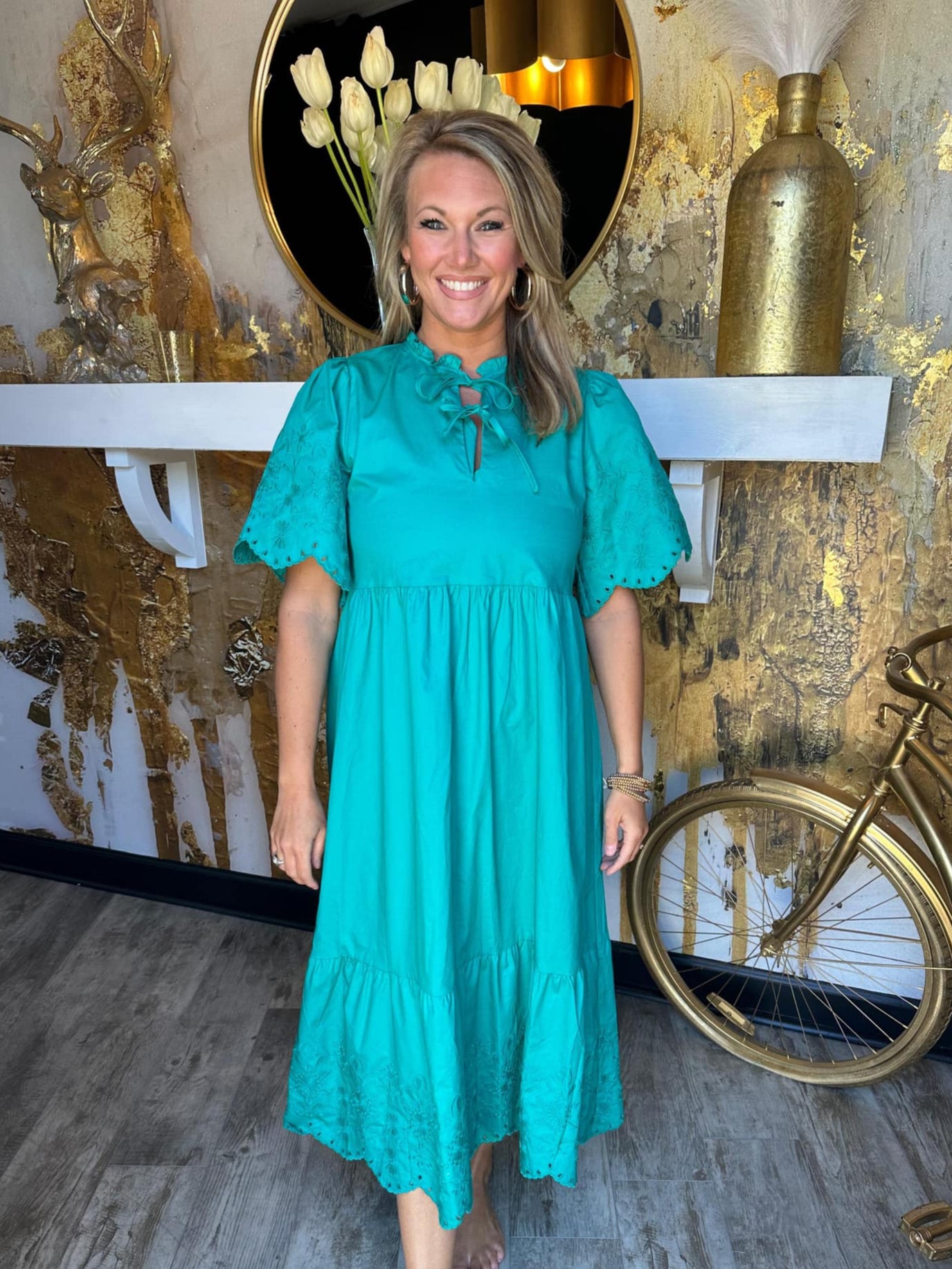 Jade Embroidered Midi Dress