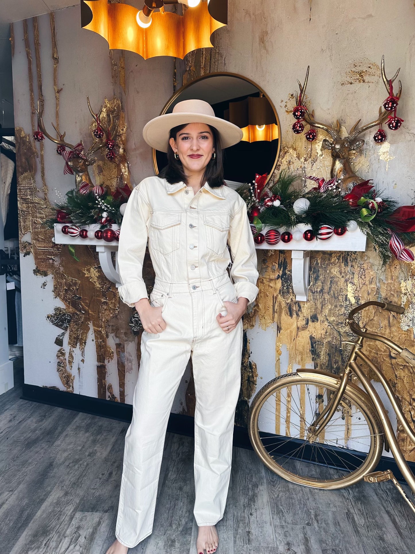 Unpublished Bone Denim Jumpsuit