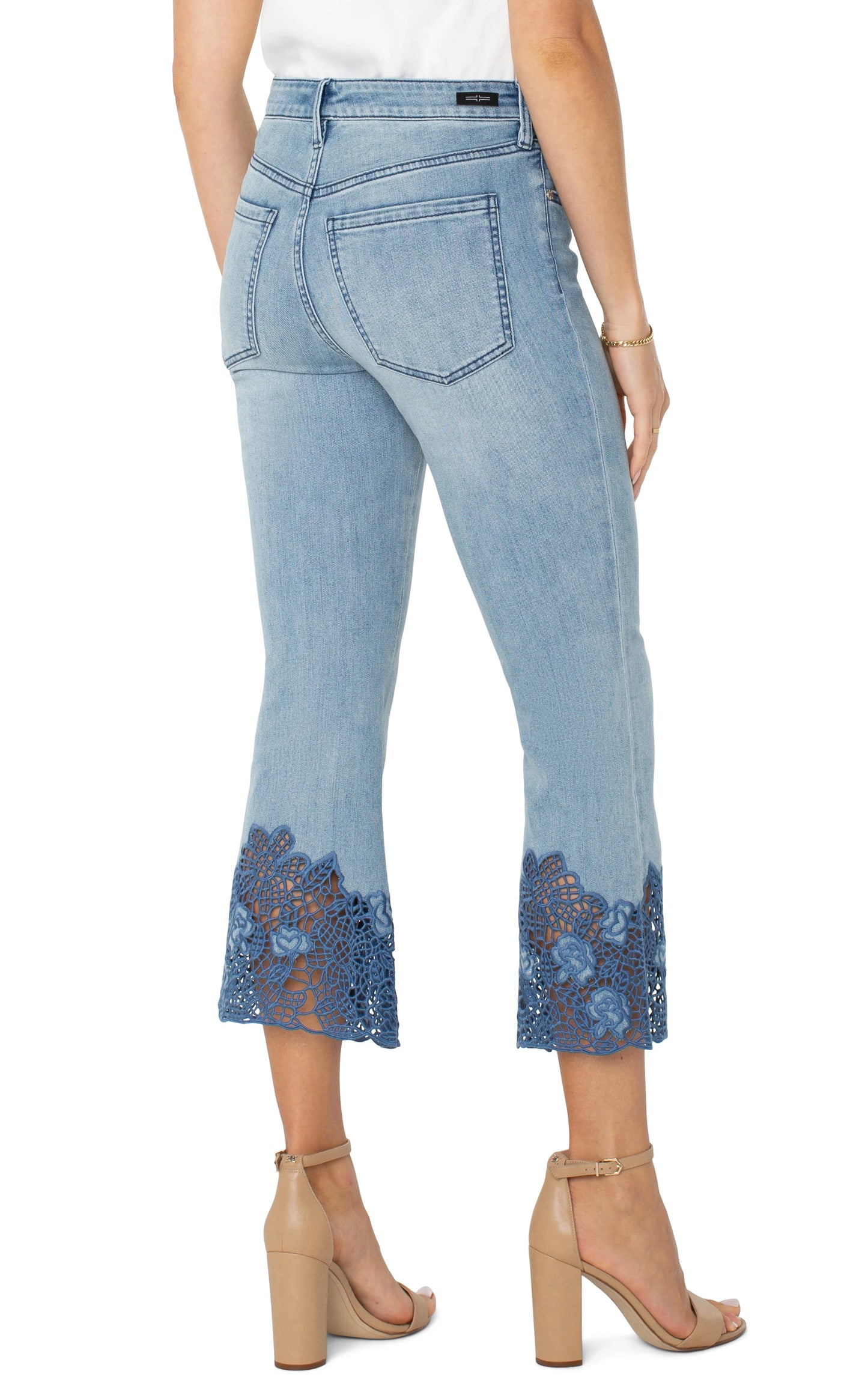Liverpool Hannah Crop Flare w Croche Jeans