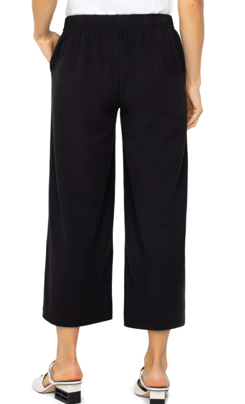 Black Pull-On Wide Leg Crop Trouser (Liverpool)