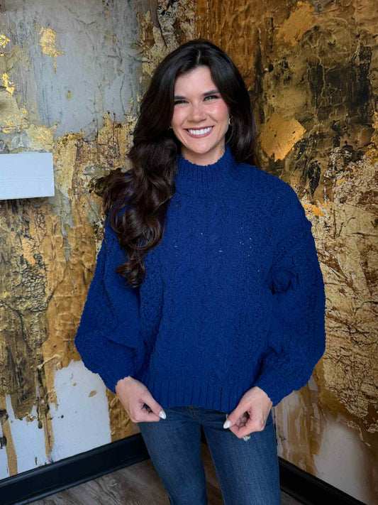 Navy Cable Knit Sweater