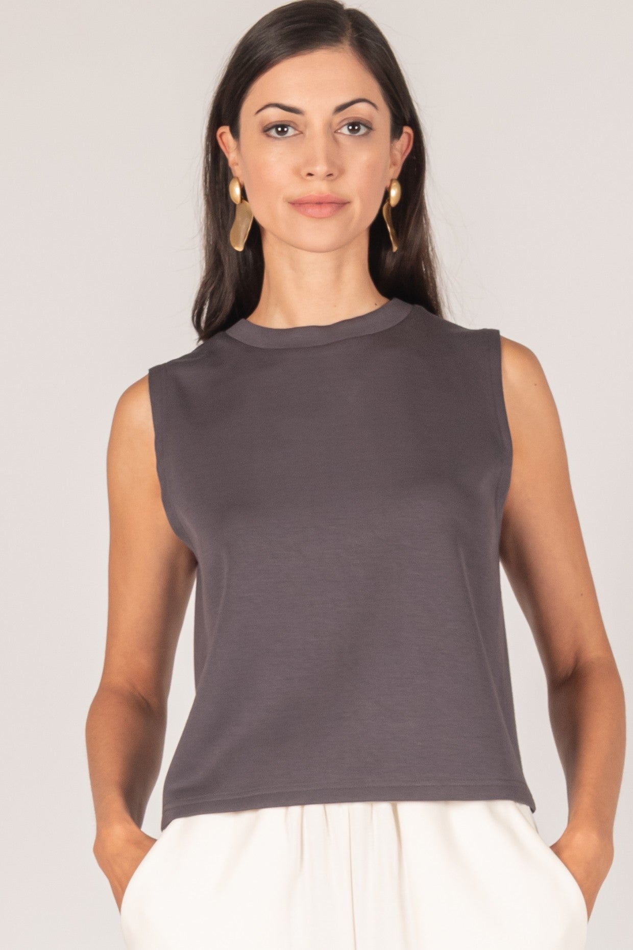 P. CILL Butter Modal Round Neck Sleeveless Top