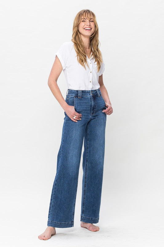 Judy Blue High Waist Double Button Wide Leg