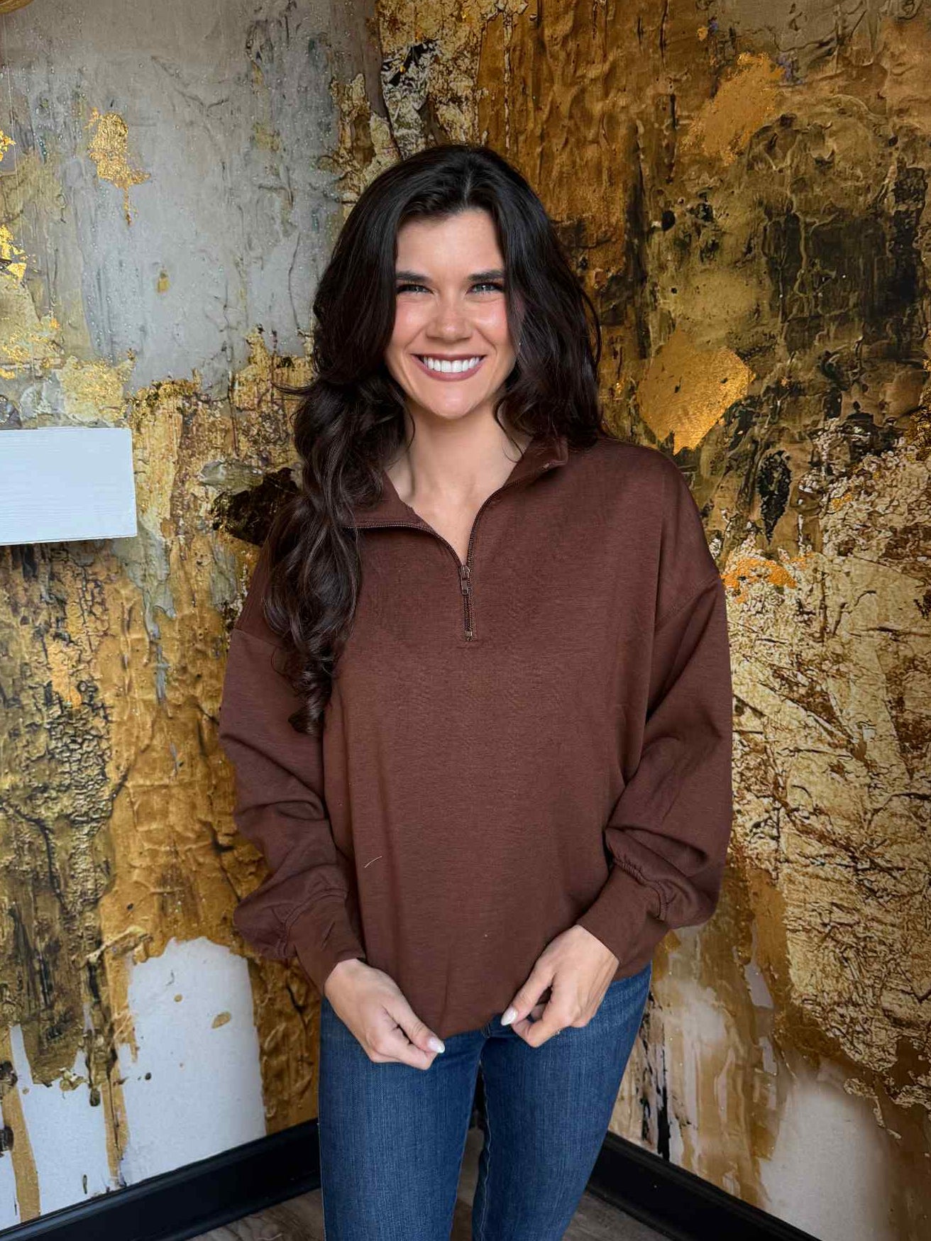 Brown Scuba Half Zip Pullover