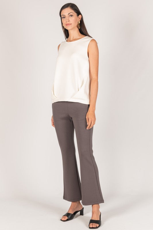 P. Cill Scuba Butter Modal Sleeveless Pintuck Detail Top