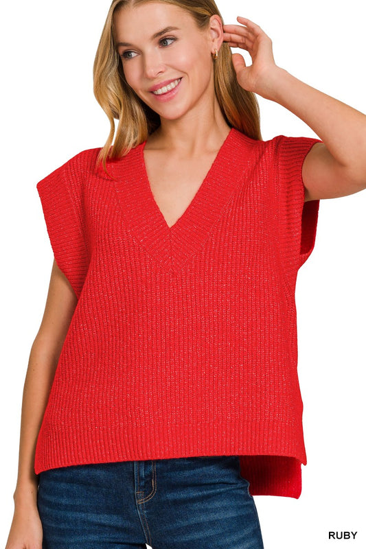 Ruby Oversize Sweater Vest With Side Slit