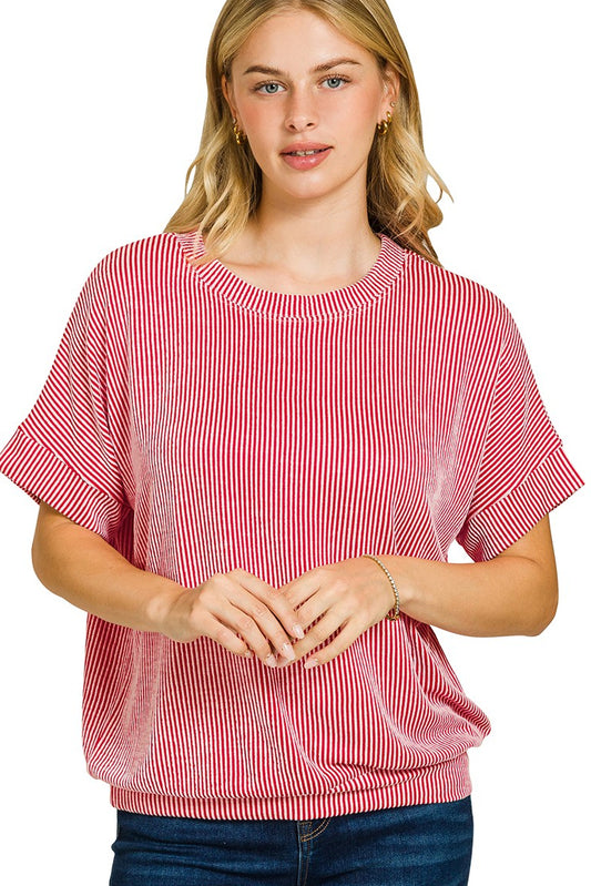 Ruby Corded Rib Short Sleeve Top