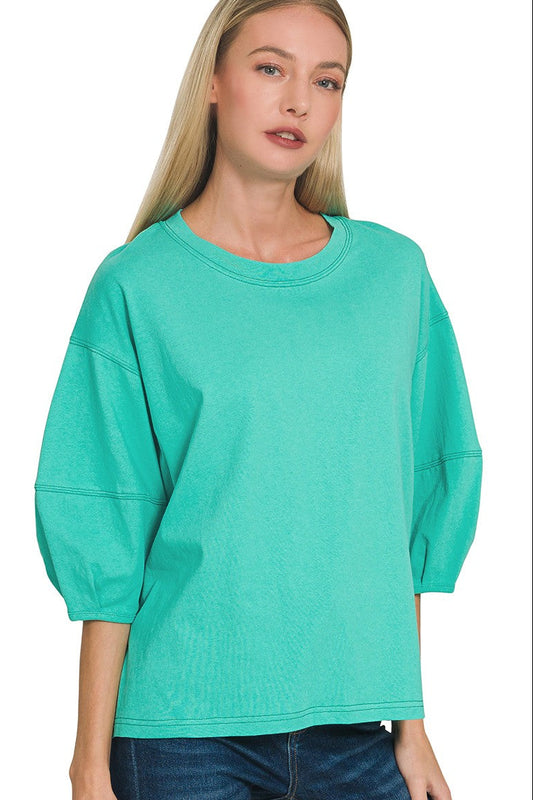 Mint 3/4 BALLOON SLEEVE TOP