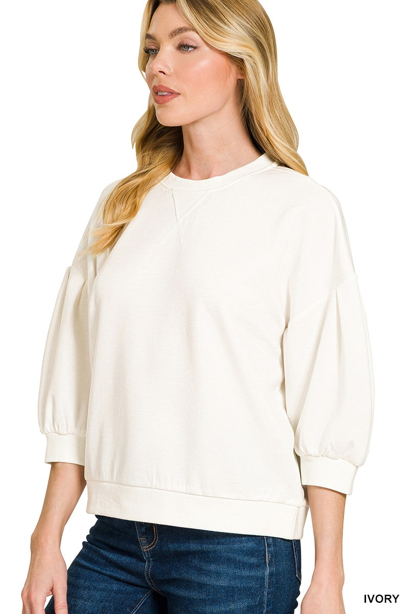 IVORY SCUBA DOLMAN SLEEVE PULLOVER