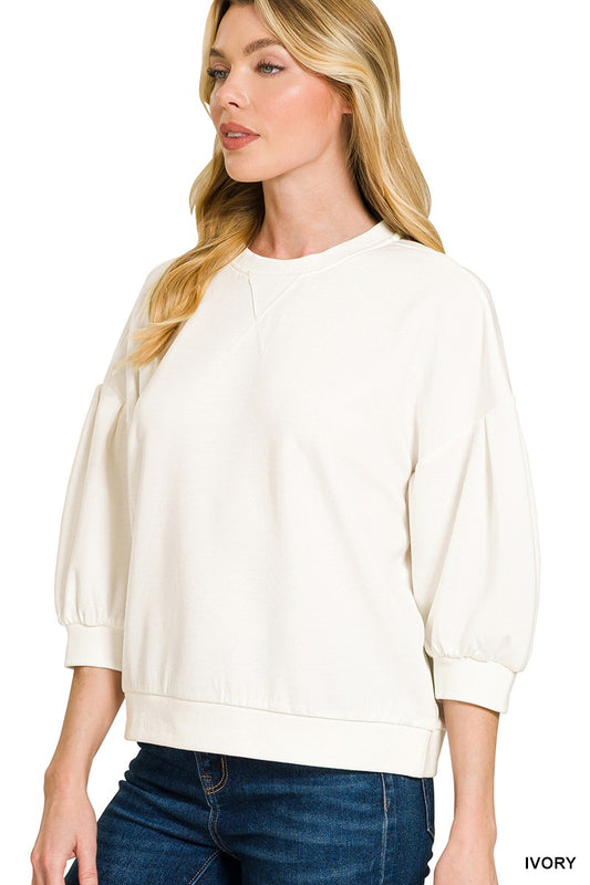 IVORY SCUBA DOLMAN SLEEVE PULLOVER