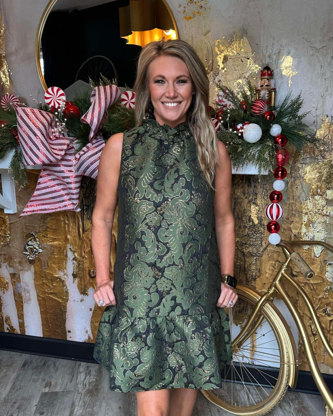 THML Sleeveless Textured Print Dress