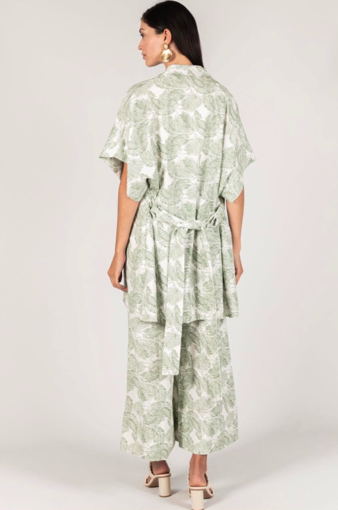 P. Cill Leaf Print Linen Jacket