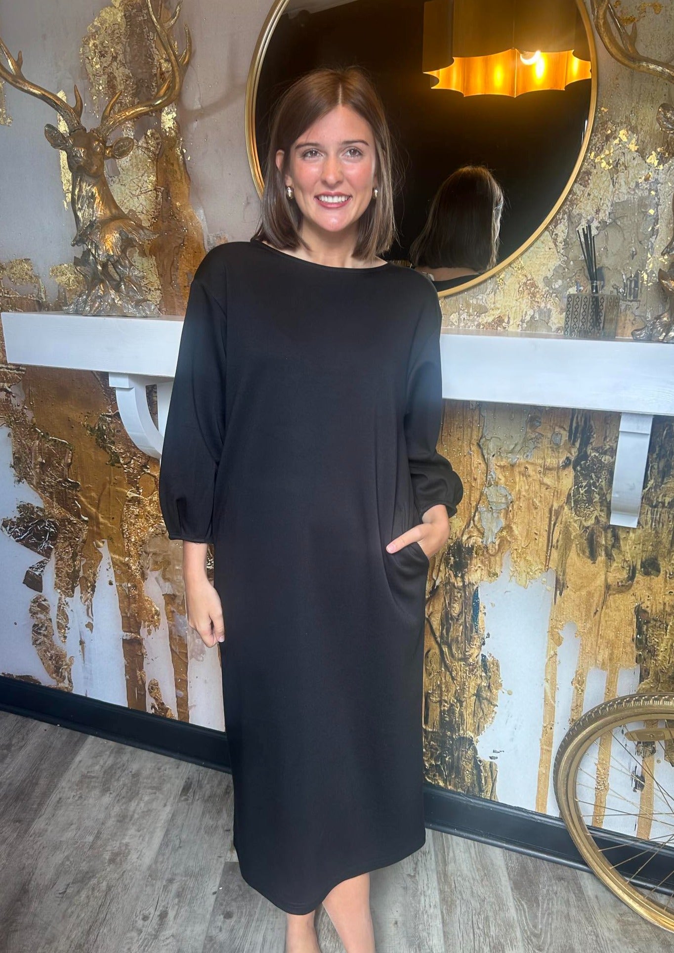 P. CILL Butter Modal Pintuck Sleeve Midi Dress