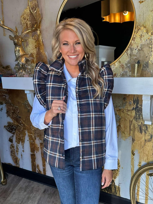 Plaid Puffer Vest