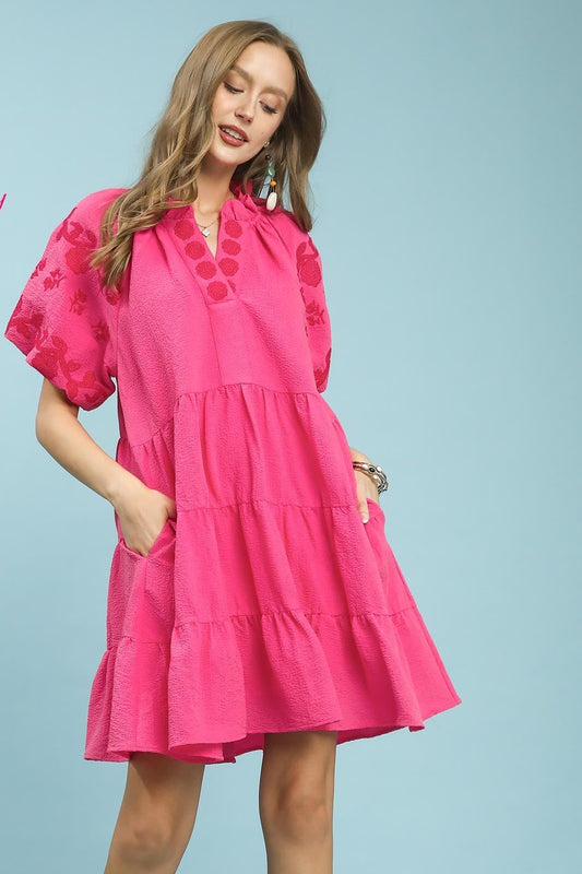 Peony Embroidered Tiered Dress
