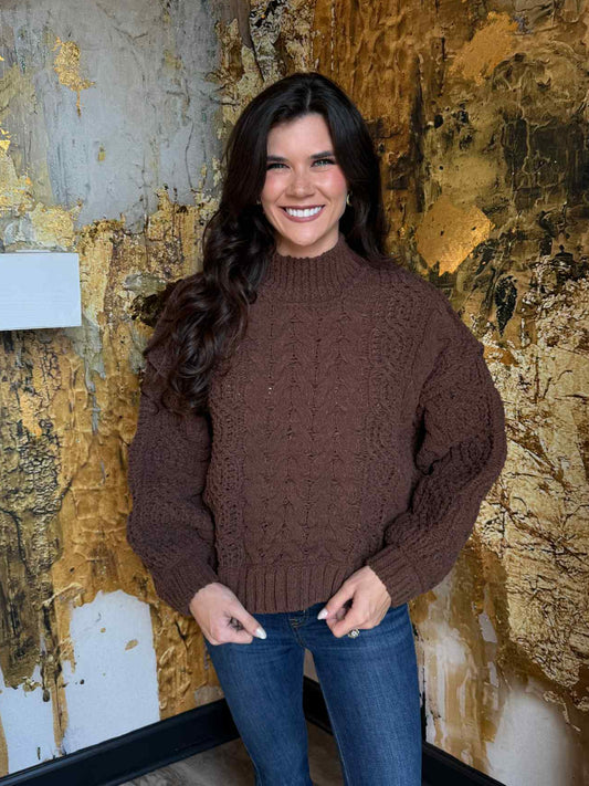 Brown Cable Knit Sweater