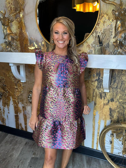 Wild One Flutter Sleeve Textured Dress