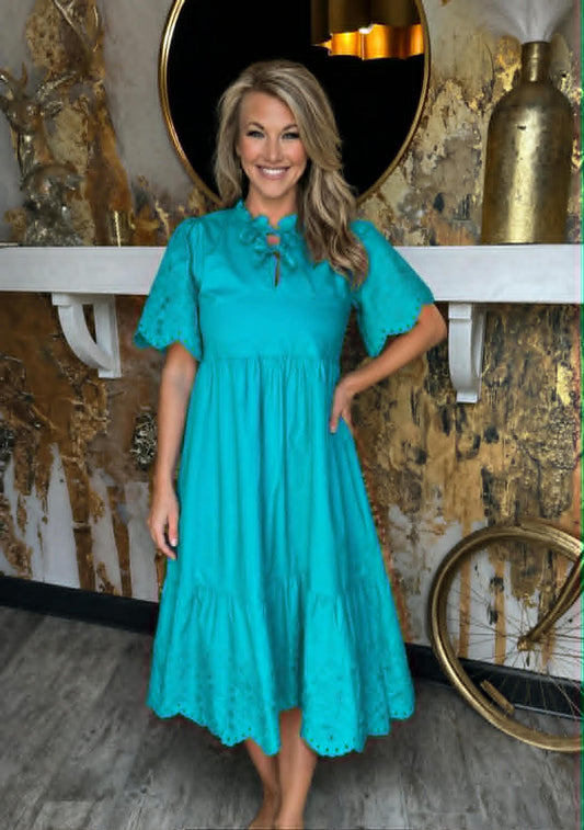 Jade Embroidered Midi Dress