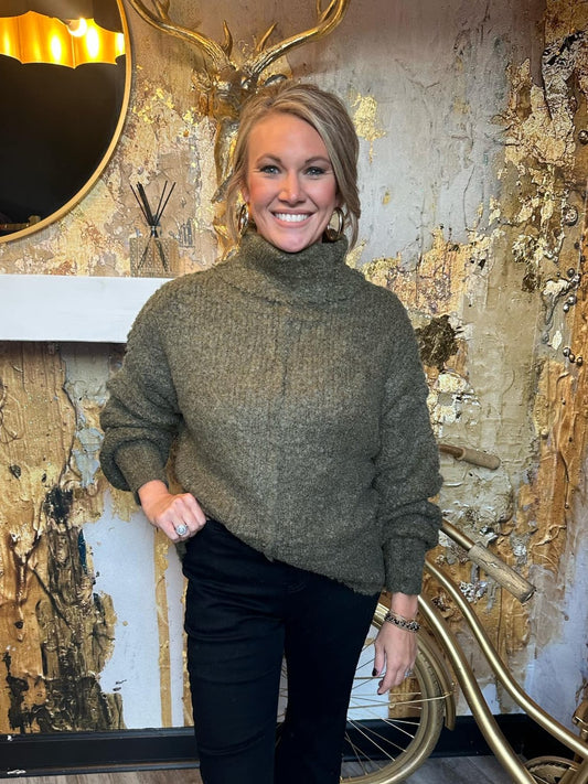 Olive Turtle Neck Pullover Knit