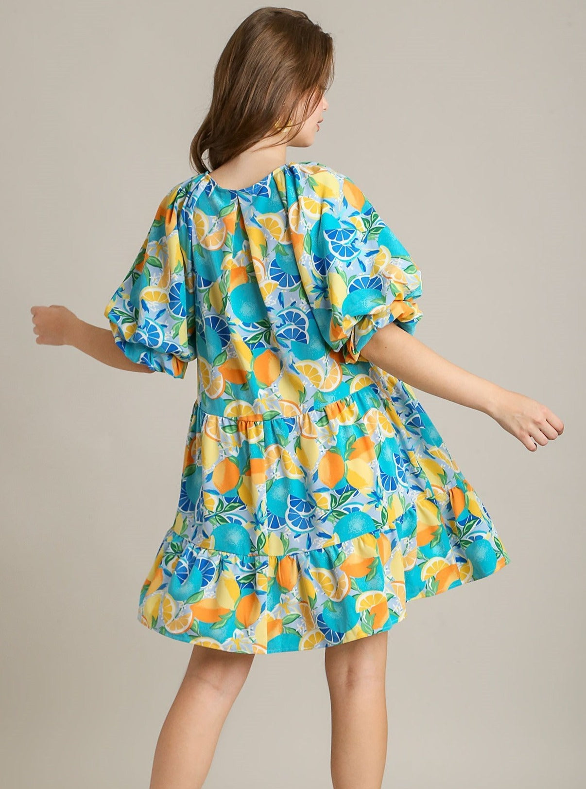 Fruit Print A-Line Tiered Dress