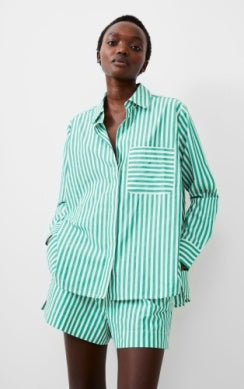 French Connection Green Thick Stripe Relaxed Pop Over