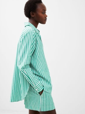 French Connection Green Thick Stripe Relaxed Pop Over