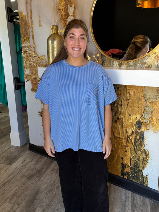 Plus Blue Corded Rib Shirt