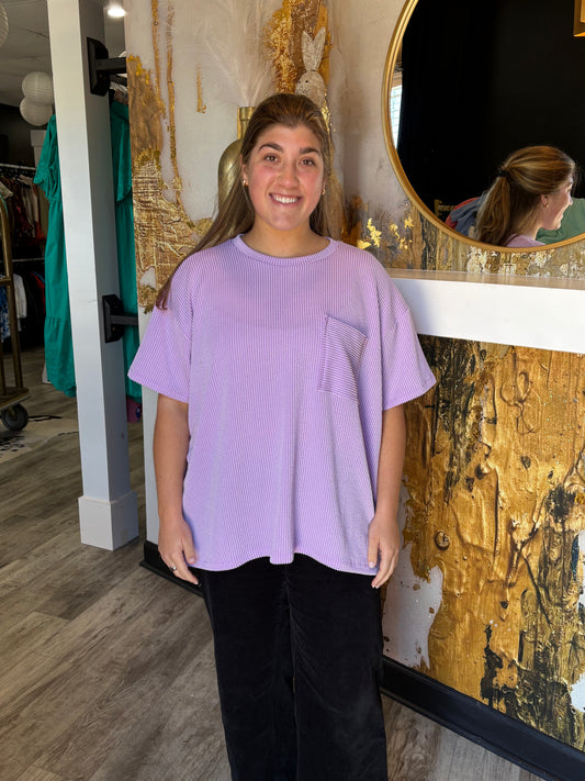 Plus Lavender Corded Rib Shirt