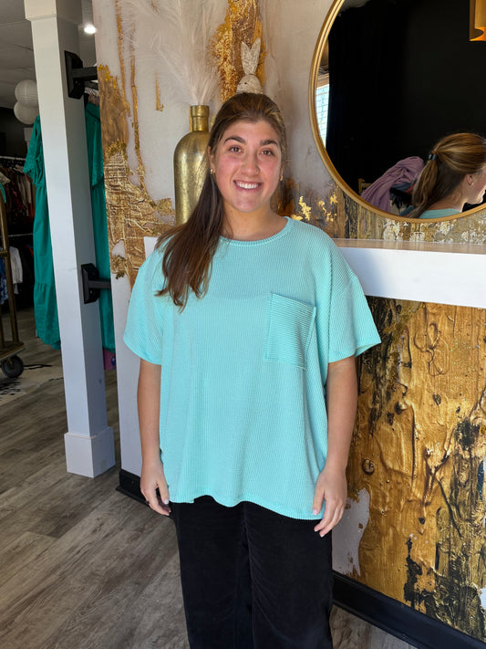 Plus Aqua Corded Rib Shirt