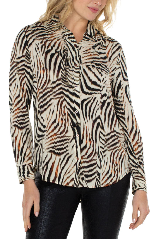 Animal Print Button Up Woven Blouse