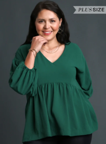 Plus Flowy Sleeve Babydoll Top