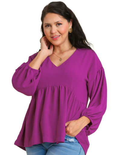 Plus Flowy Sleeve Babydoll Top
