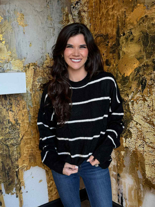 Black Wool Blend Pullover Sweater