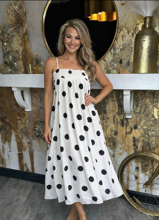 Black Polka-dot Maxi Dress