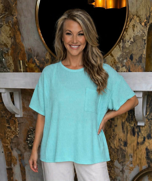 Plus Aqua Corded Rib Shirt