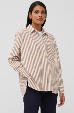 French Connection Tobacco Thick Stripe Relaxed Pop Over