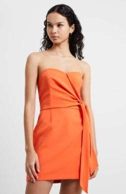WHISPER STRAPLESS BOW DRESS IN NEON ORANGE